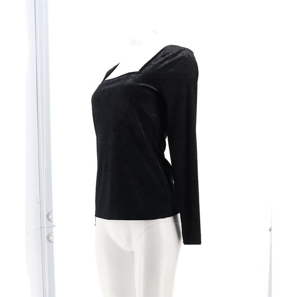 NWT SKINNYGIRL GIANA CRUSHED VELVET SQUARE NECK TOP BLACK MEDIUM & 1X - Picture 2 of 16